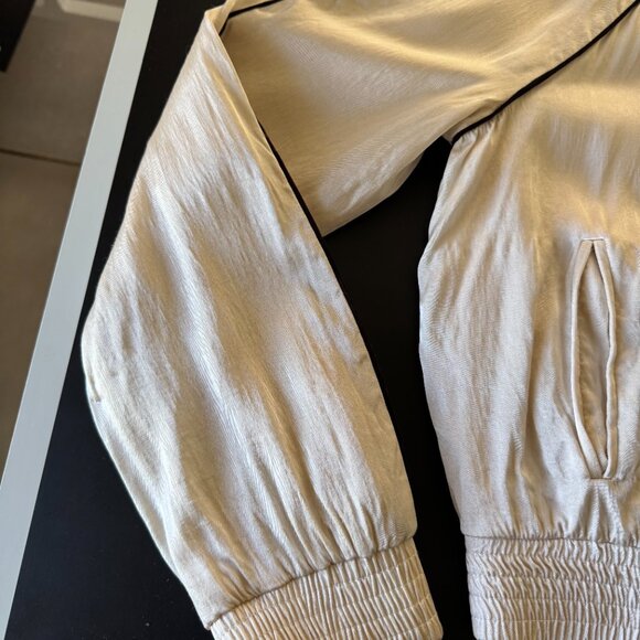 ZARA Satin Bomber Jacket Cream Beige | Zip-Up | Women’s Size M - Picture 8 of 8